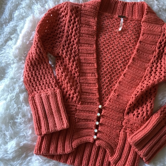 Free People Sweaters - Free People coral beaded cardigan